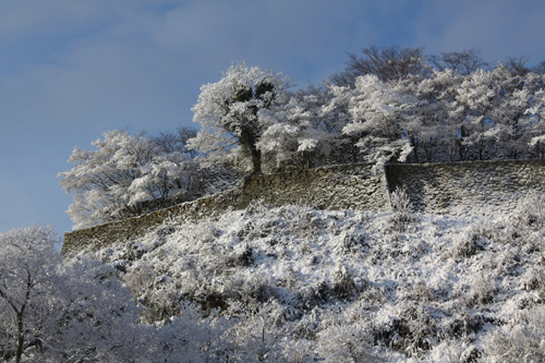 鶴山公園の雪景色、東側からの撮影です。
